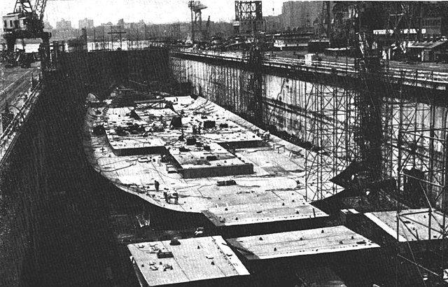 CVA 62 under construction July 1955