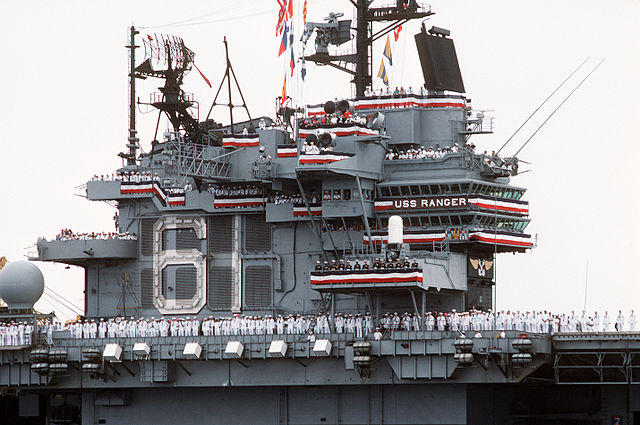 USS Ranger's island, back from Desert Storm