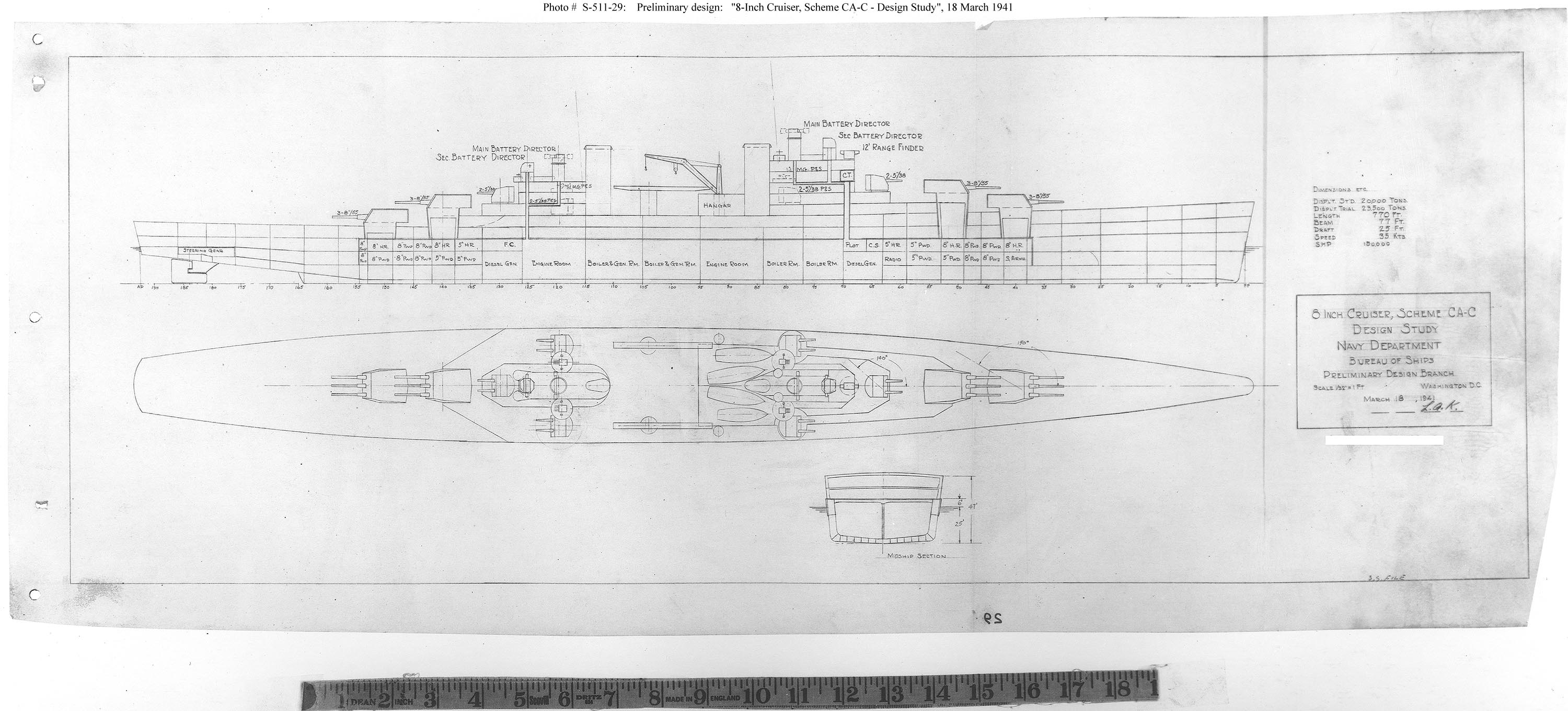 8 inch cruiser scheme CA-C 18 March 1941