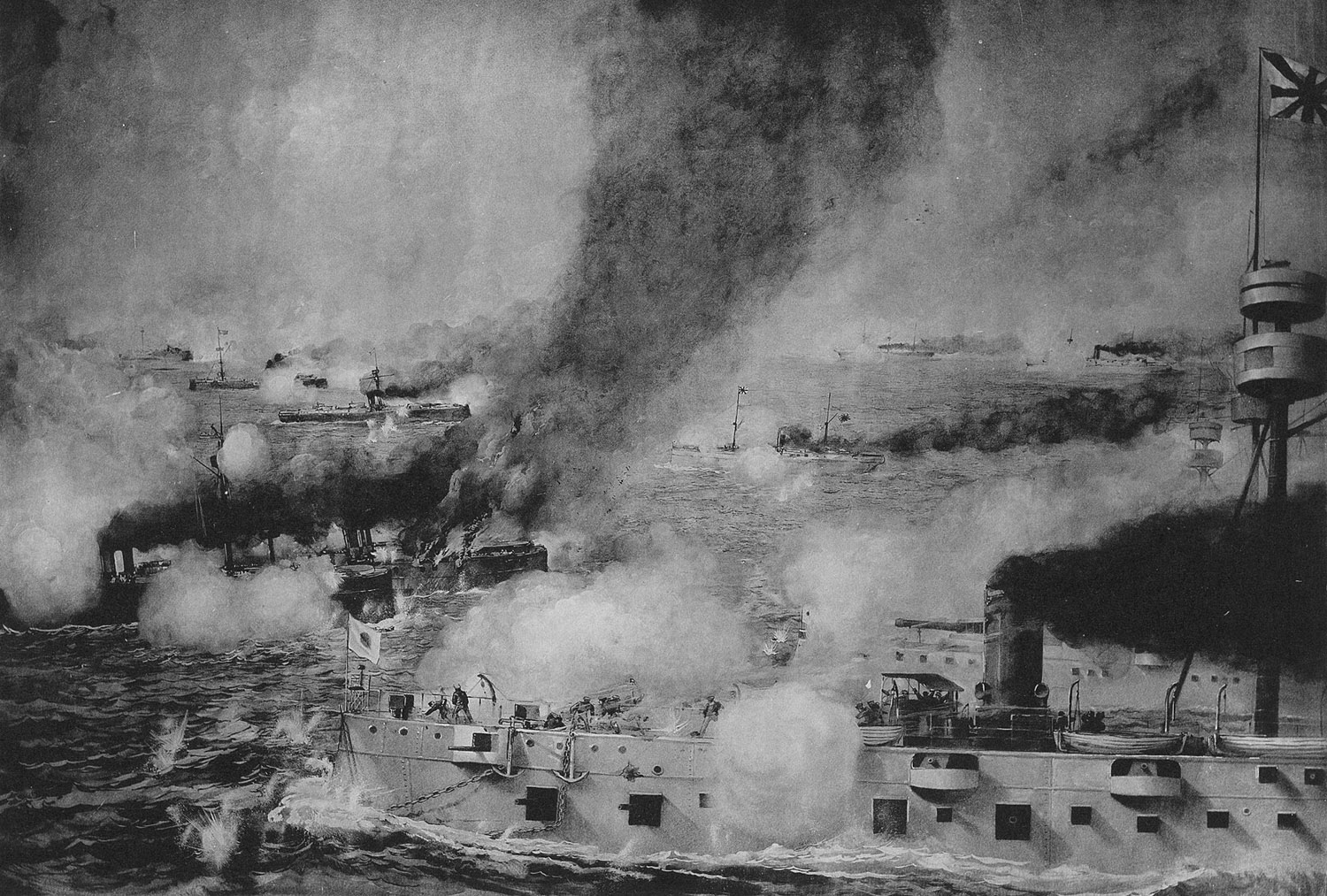 Flagship Matsushima in the midst of the battle