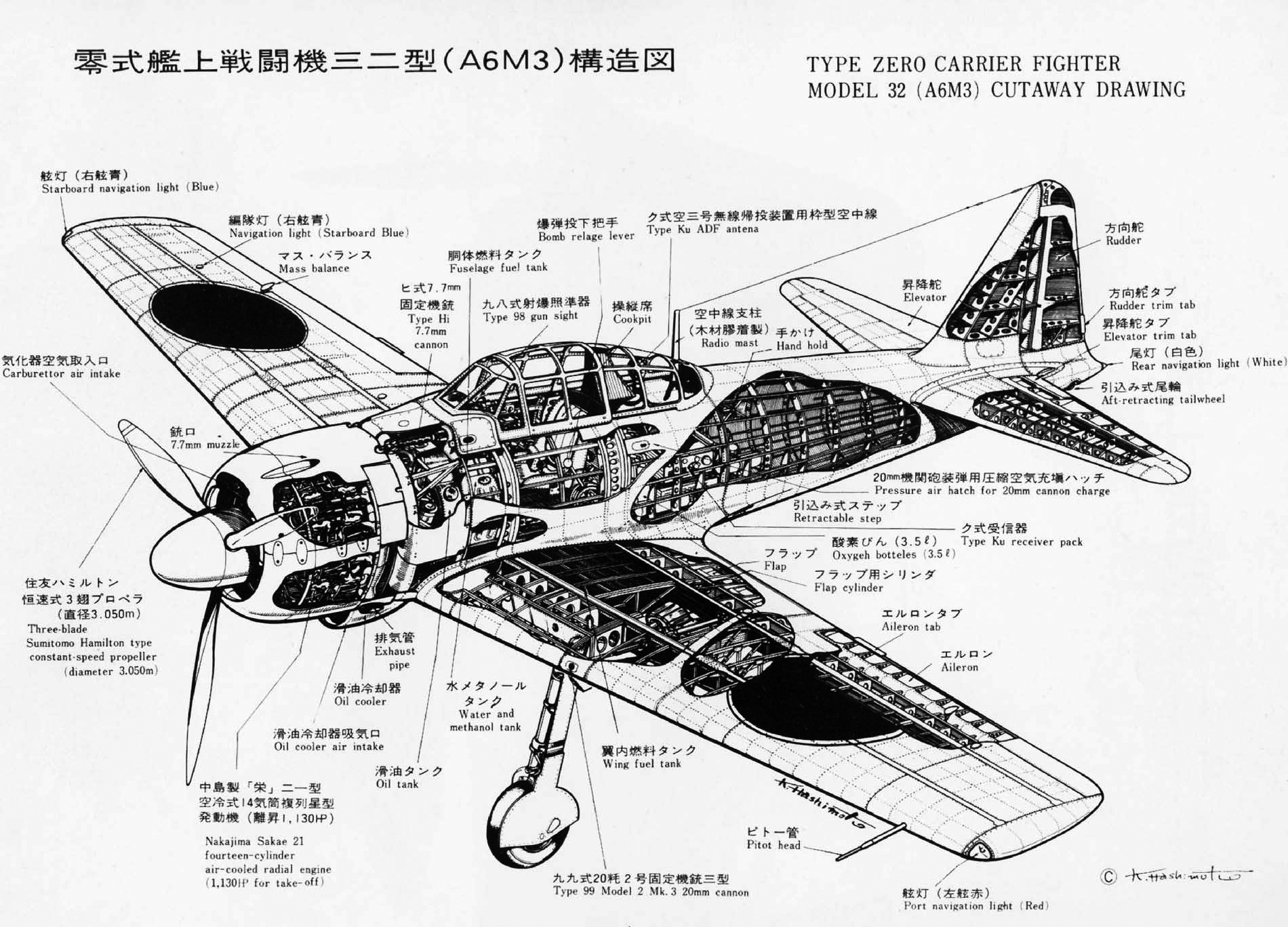 A6M3 model 32 cutaway
