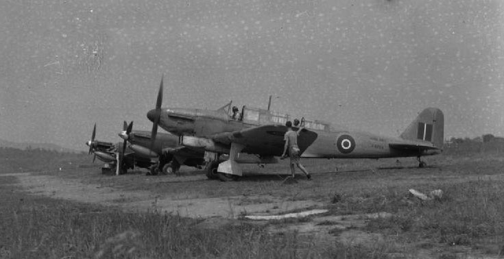 Fulmar about to take off from HMS SPURWING RNAS Sierra Leone