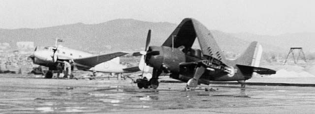 Parked French Helldivers in the early 1950s in Indochina
