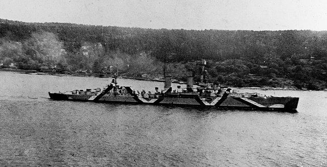 KMS Emden on her way to Oslofjord in March 1940 - notice the camouflage