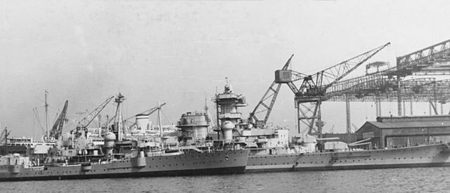 Hipper in completion at Blohm & Voss, Hamburg, 1939