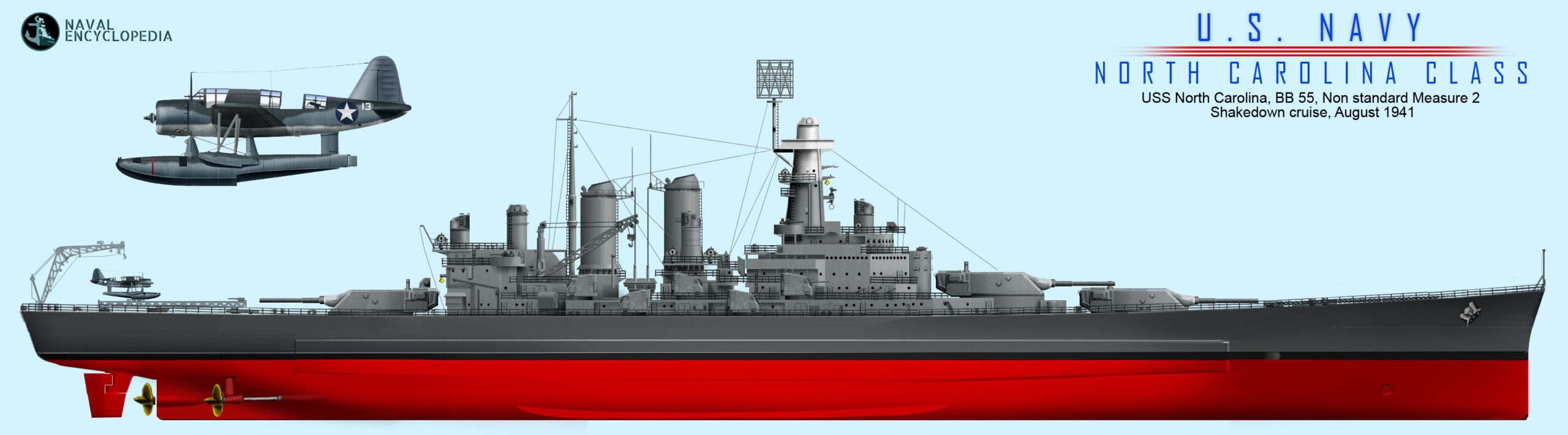 USS North Carolina as comissioned, non standard Measure 2, August 1941