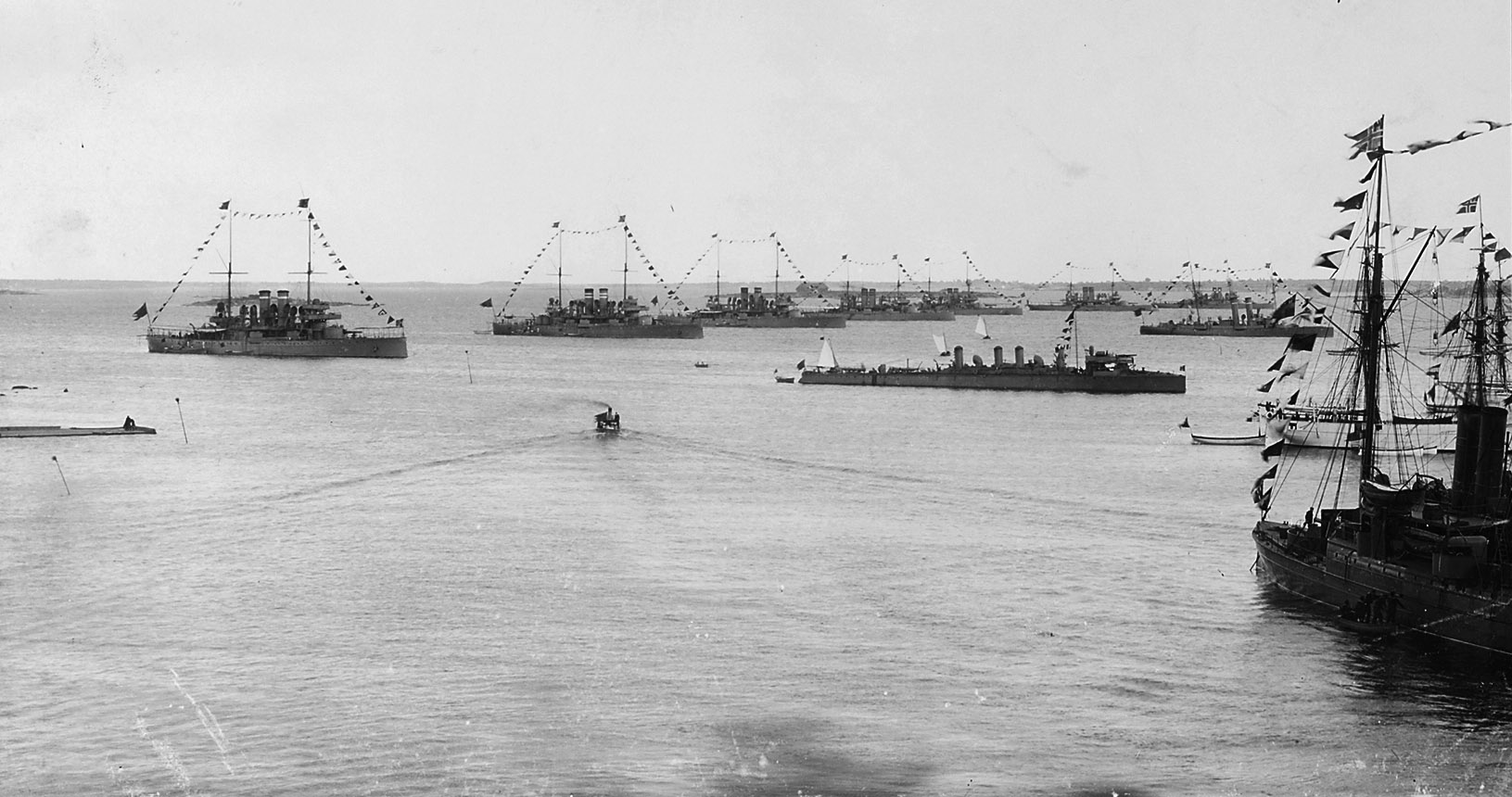 All three ships anchored with the fleet at Karskrona