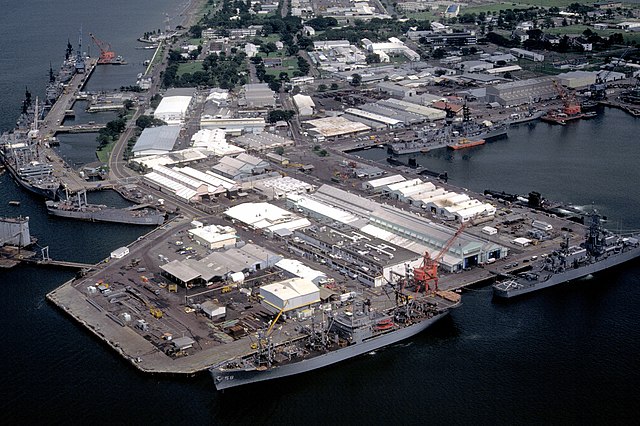 Ships docked at the US Naval Station Subic Bay Philippines on 28 August 1981