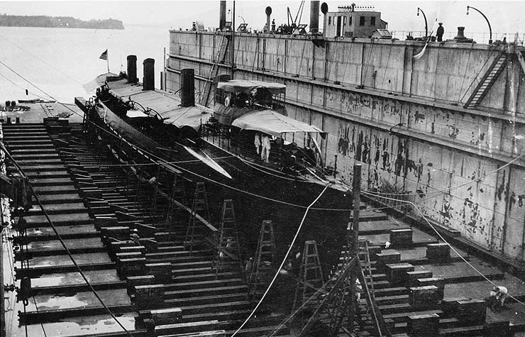 USS Chauncey in Drydock, 1910