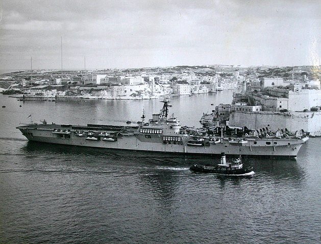 HMS Glory in The Grand Harbour, Malta 1954