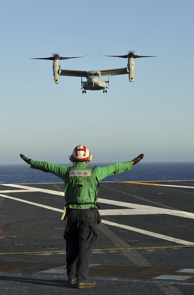 V-22 Osprey landing on USS Nimitz