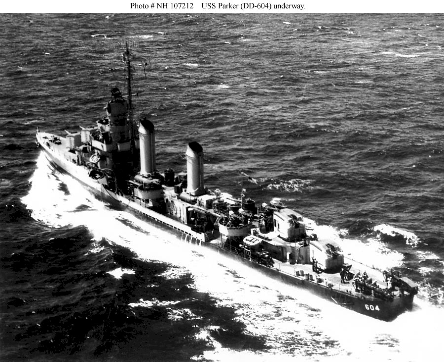 USS Parker after her last refit trials off New York