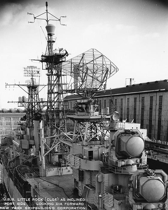 Radar suite on USS Little Rock while in Completion at Camden