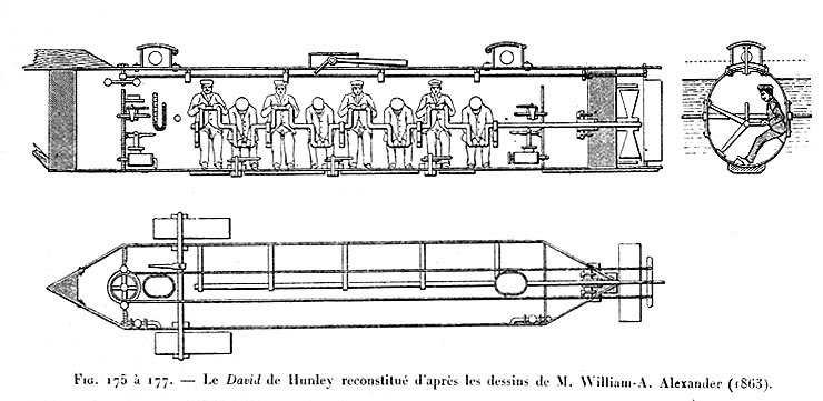 Inboard profile and plan drawings, after sketches by W.A. Alexander