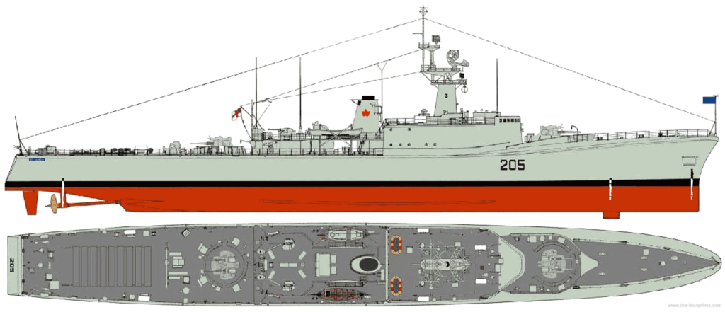 HCMS St Laurent as DDH in 1955 (the blueprints)