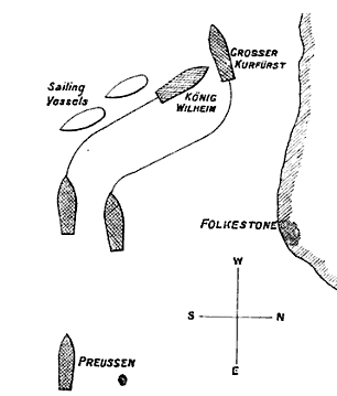 Diagram of the maneuvers of the German flotilla