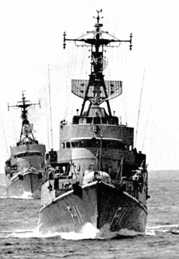 Admiral Clemente (F-11) and General Moran (F-12) in UNITAS XX.
