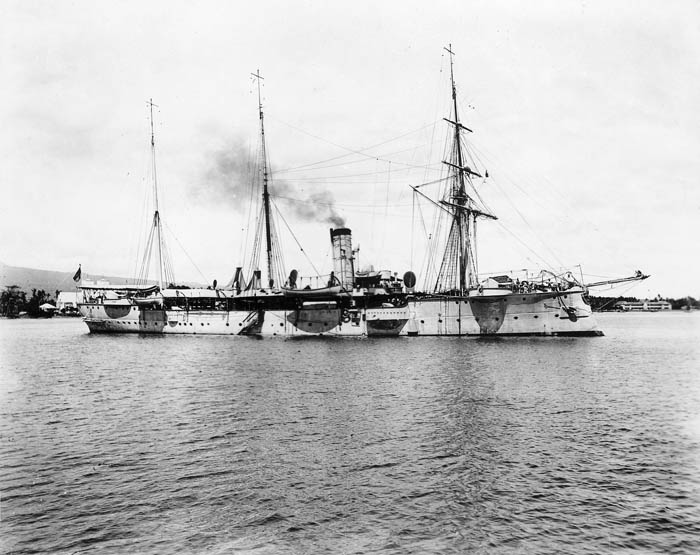 SMS Falke in Apia Harbor, 1900s, photo AJ Tattersall NZ