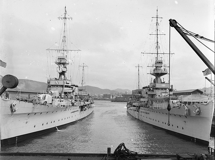 HMS Diomede and Dunedin in Wellington