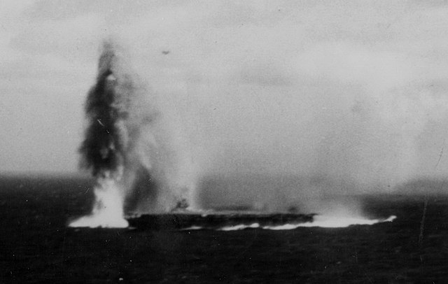 Shokaku under attack, 8 May 1942