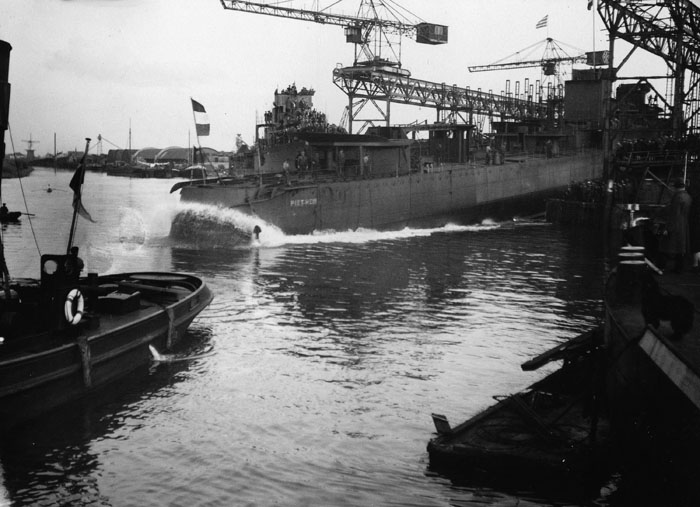 HrMs Piet Hein, launched at Burgerhout's Scheepswerf