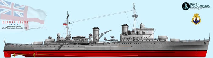 HMS Fiji, West African coast sept. 1940