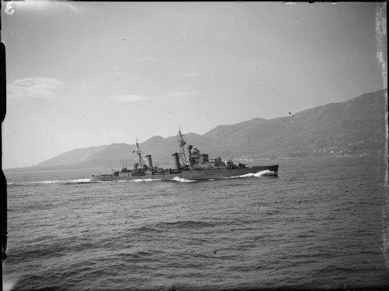 HMS Dido proceeds along the Italian Coast for a successful bombardment of enemy positions of Gaeta area