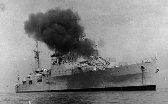 HMS Newfoundland off the coast of Malaya firing coldwar