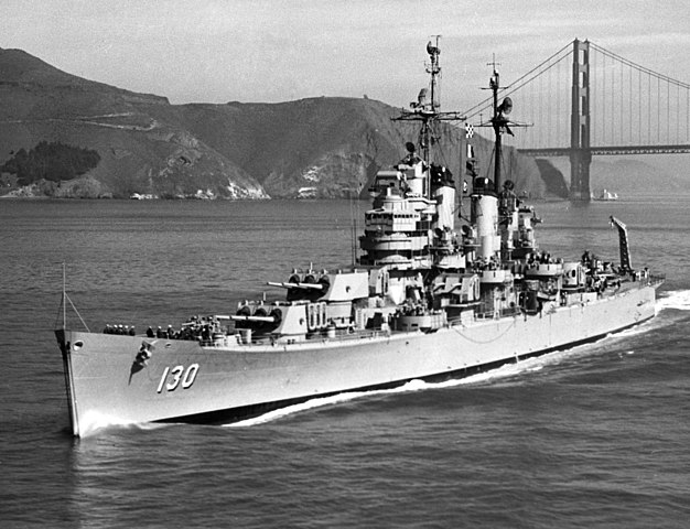 USS Bremerton (CA-130) off San Francisco, 1955