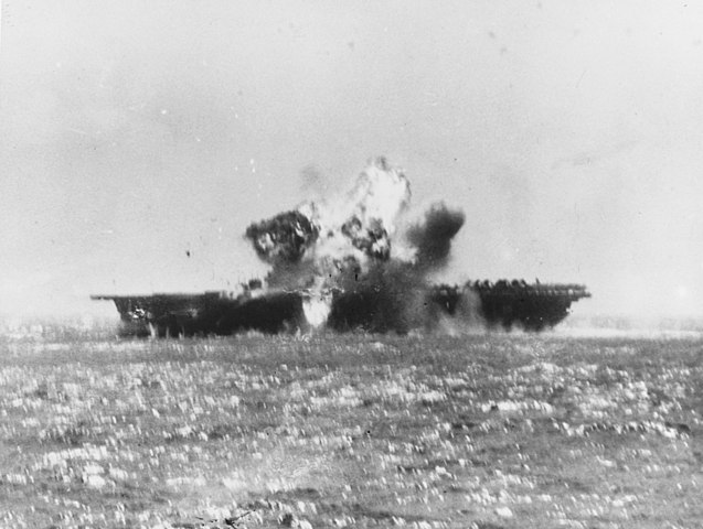 USS Essex hit by a Kamikaze, 25 November 1944