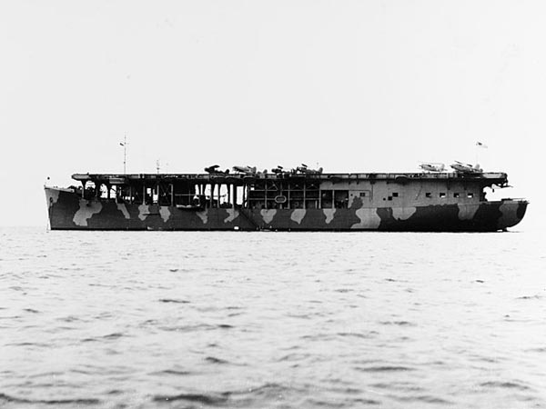 USS Long Island with its measure 12 camouflage in early 1942