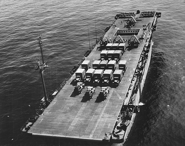USS Long Island at anchor, Ulithi circa 1945