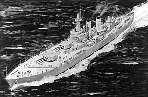 Artist impression, USS North Carolina class, 1940