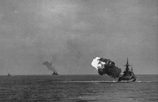 firing a broadside, circa 1944