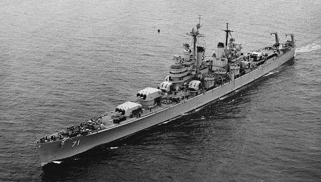 USS Quincy underway, Pacific, 1952-54