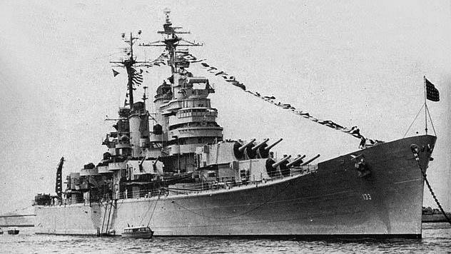 USS Toledo at anchor circa 1949